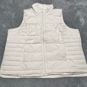Lands End Puffer Vest Jacket Womens XXL 20-22 Cream Down Coat